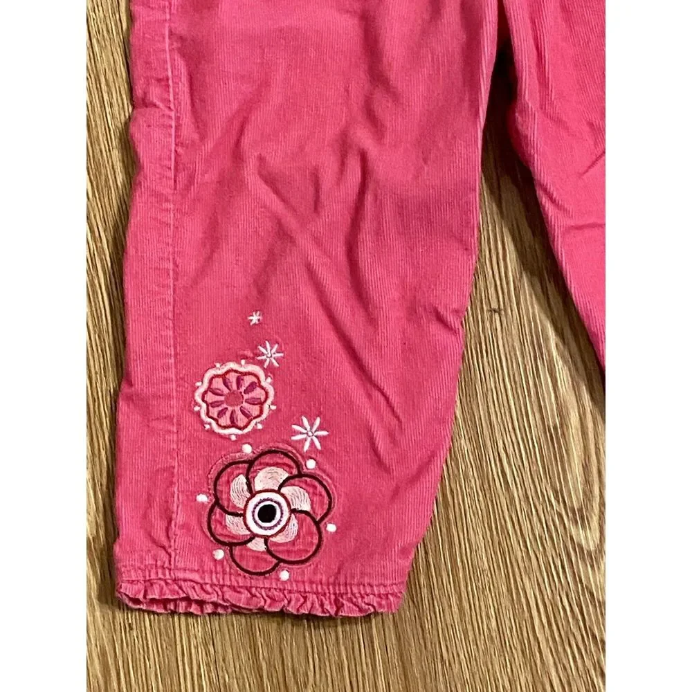 Osh Kosh B'Gosh Vestbak Overalls Sz 24 Mo Hot Pink Corduroy Embellished Snap Leg